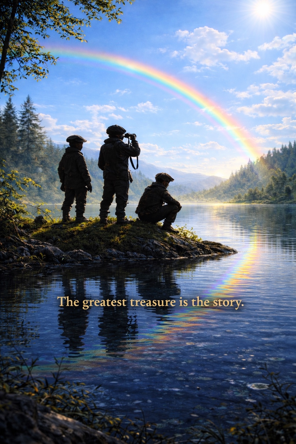 Leprechaun scouts beneath a rainbow